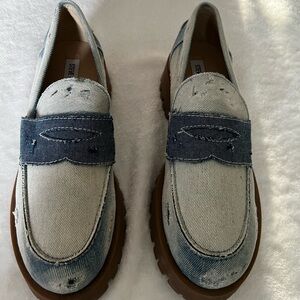 Steve Madden Light Blue and Dark Blue Denim Penny Loafers